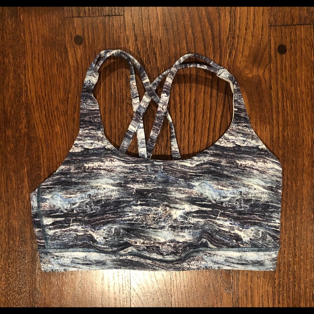 Lululemon Energy Bra Sz 8 Padded Blue Black White